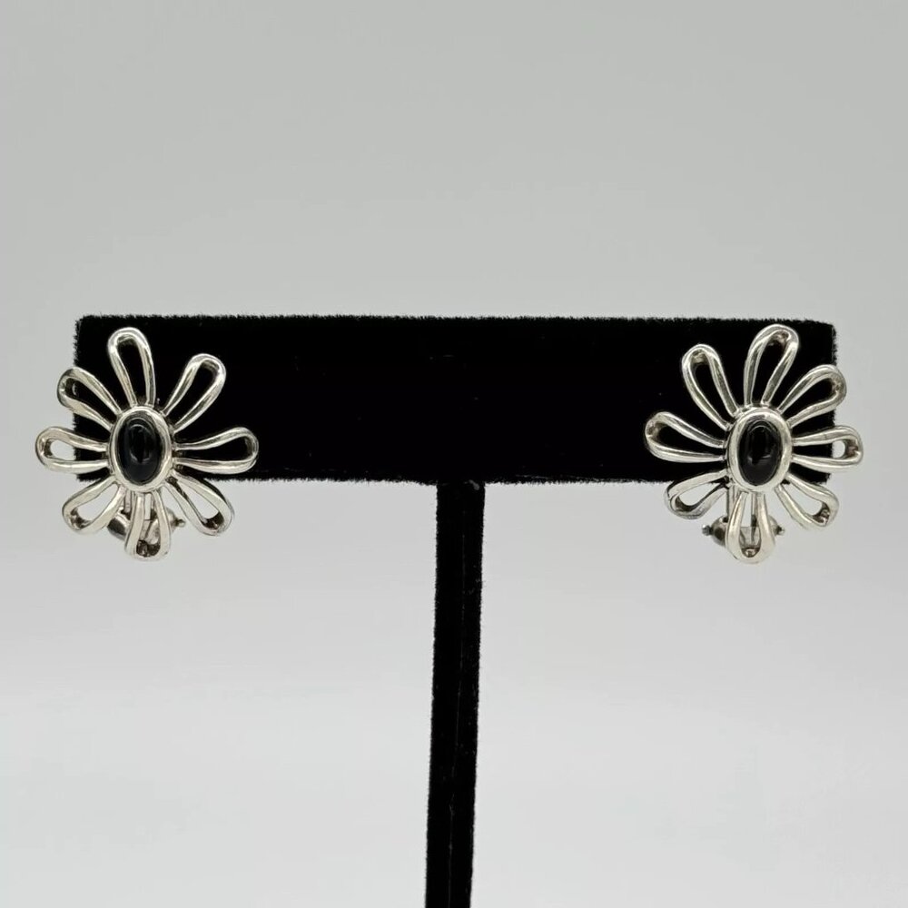 Like New, Tiffany & Co. Paloma Picasso Sterling Silver and Onyx Daisy Pierced Ea